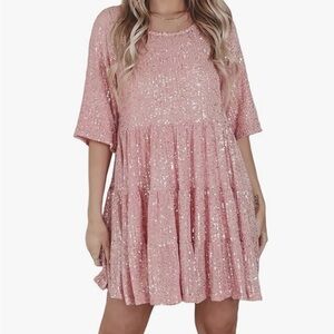 Elegant Pink Sequin Dress